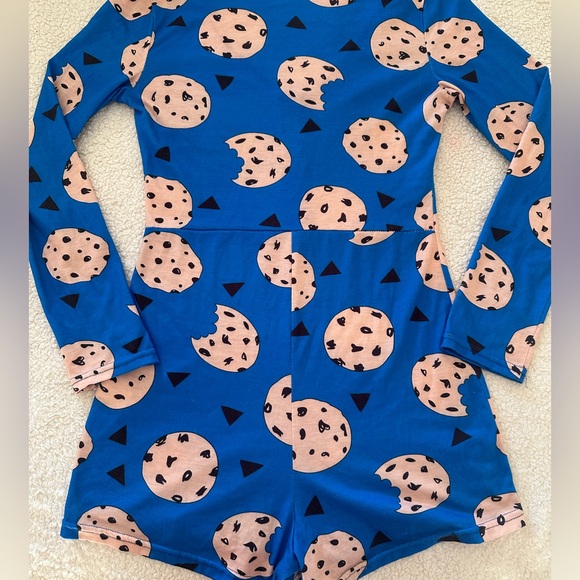 Blue Cookie Monster 🍪 Sleepwear Romper / size small - Picture 4 of 9